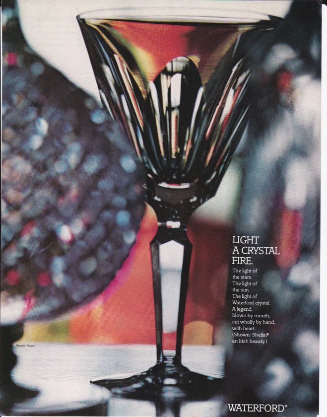 1985 WATERFORD CRYSTAL Vintage Print Ad SHEILA GOBLET  