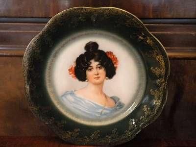 Beaut Old ZS&C BAVARIA Porcelain LADY PORTRAIT PLATE  