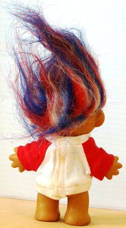 VNTG New RUSS TROLL for PRESIDENT 4.5 RED Wht&BLU HAIR  