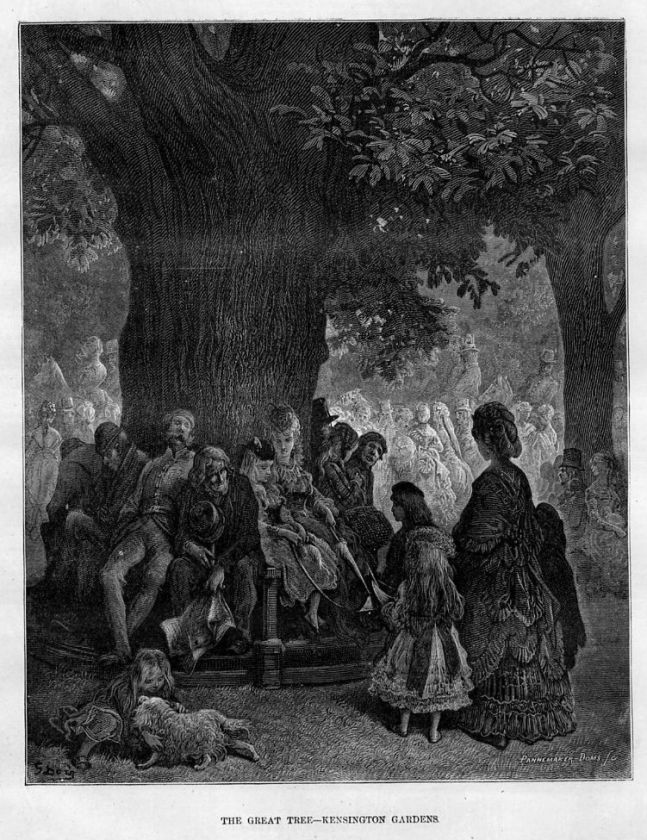 KENSINGTON GARDENS GREAT TREE, 1872 FASHION, CHARACTERS  