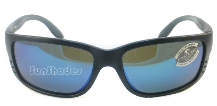 NEW COSTA DEL MAR ZANE BLACK BLUE 580 POLARIZED GLASS LENS SUNGLASS 