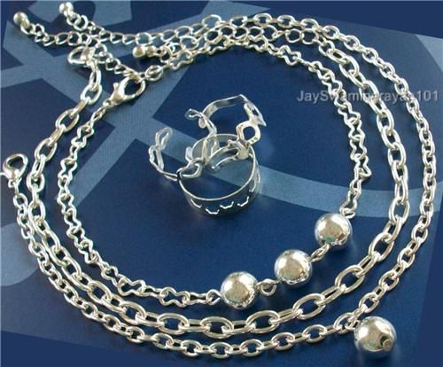 Silver tone Ankle Bracelet Anklets Ball Toe Rings 11  