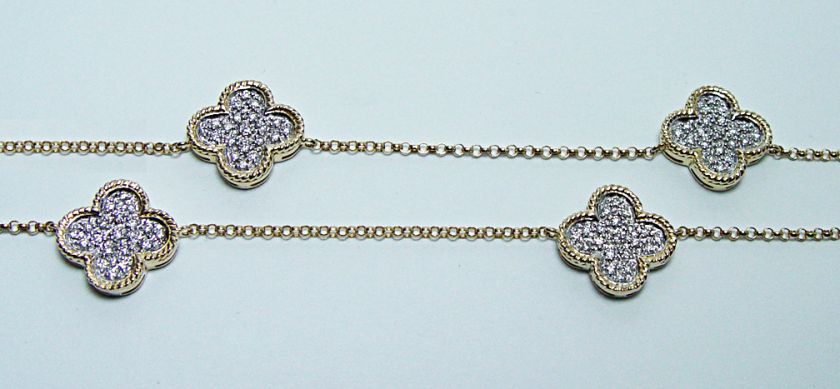 Designer 1ct Diamond Pave Floral Necklace Estate Jewelry 14K Gold 