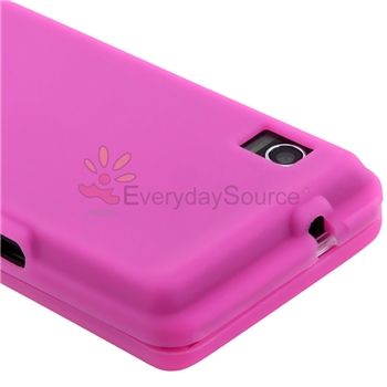 PINK SILICONE CASE+LCD GUARD FOR MOTOROLA DROID A855  
