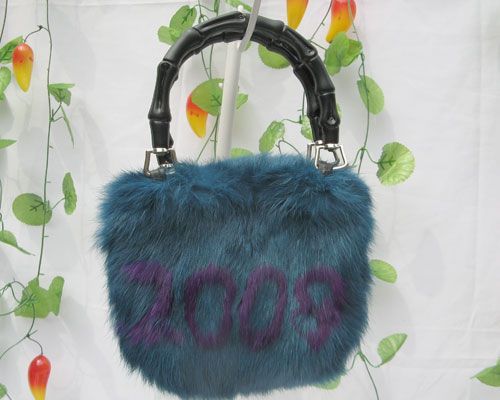 NEW CUT 100% ReaL Genuine Rabbit Fur Balls Handbag T002  