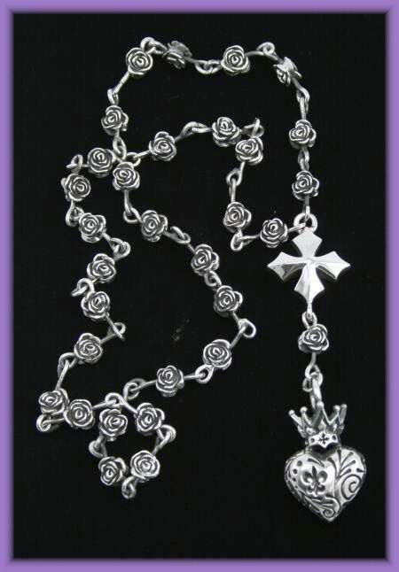 KING Baby Studio Rosary MB Cross Carved Crown Heart 925  