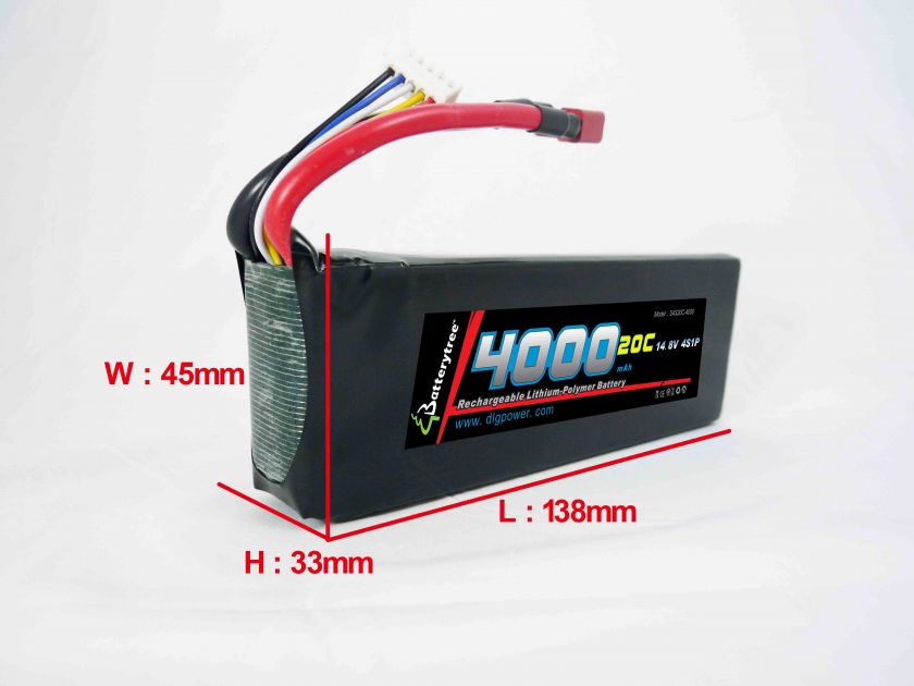 RC Battery 20C 40C 4000mAh 14.8V 4S High Discharge LiPo  