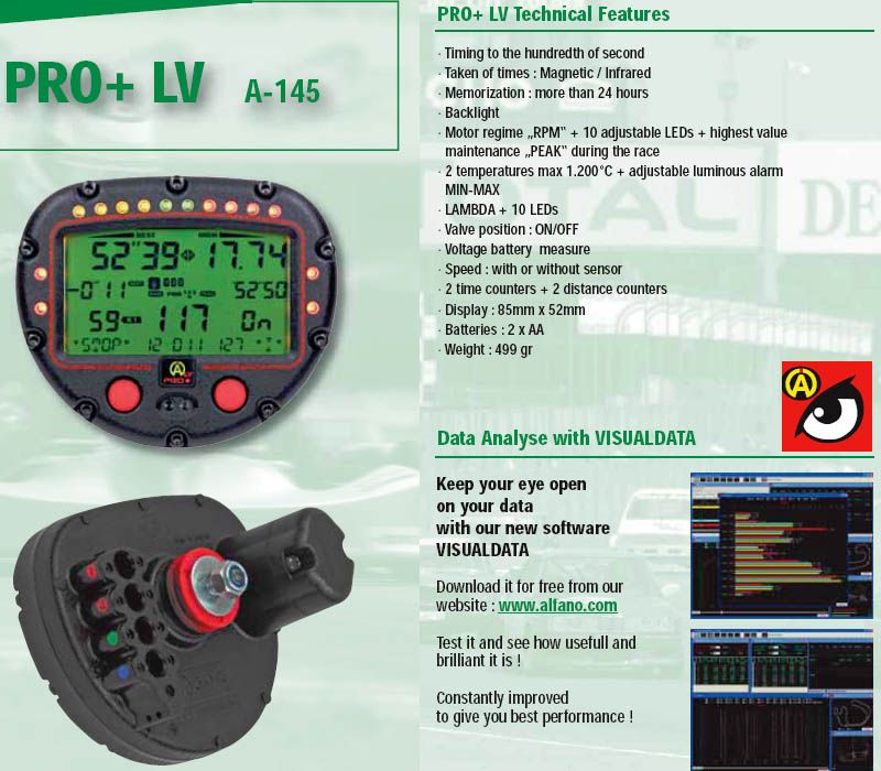 ALFANO PRO+ LV A 145 1 DATA ACQUISITIO​N GUAGE GO KART  