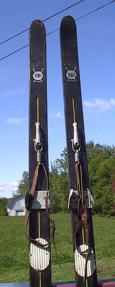 great pair of old wooden skis with interesting character The skis 