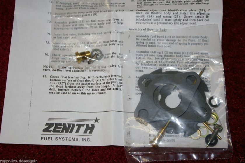 CUSHMAN OMC 18hp 22hp 735 Golfster Truckster Haulster Zenith Carb kit 