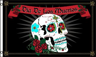 x5 DAY OF THE DEAD (SPANISH) FLAG SKULL BANNER 3X5  