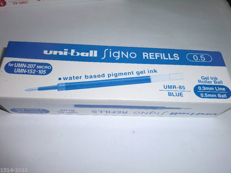 12 Uni ball Signo refill for UMN 207, 152 Blue UMR 85  