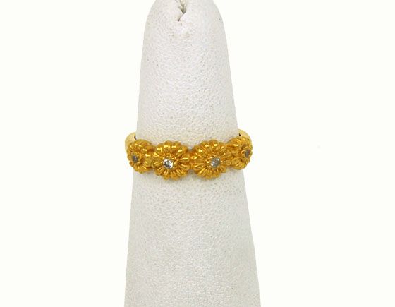 STUNNING 24K GOLD & DIAMONDS EARRINGS RING LADIES SET  