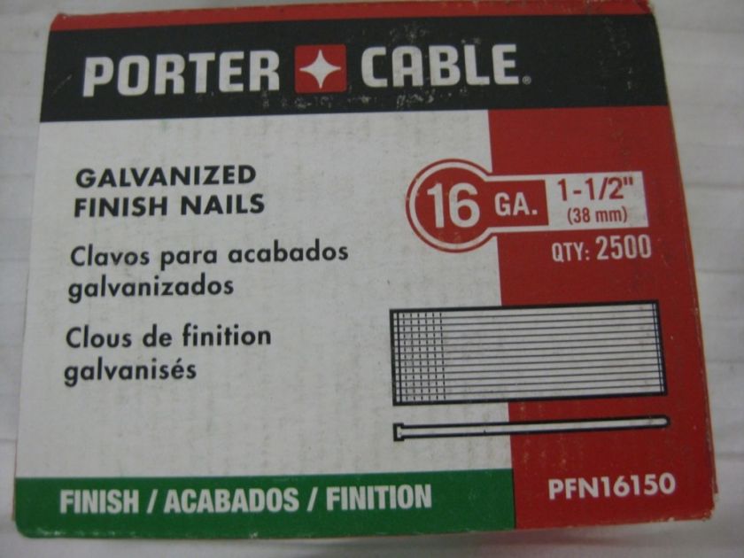 NIB)PORTER CABLE GALV. FINISH NAILS 16GA 1 1/2 2500  