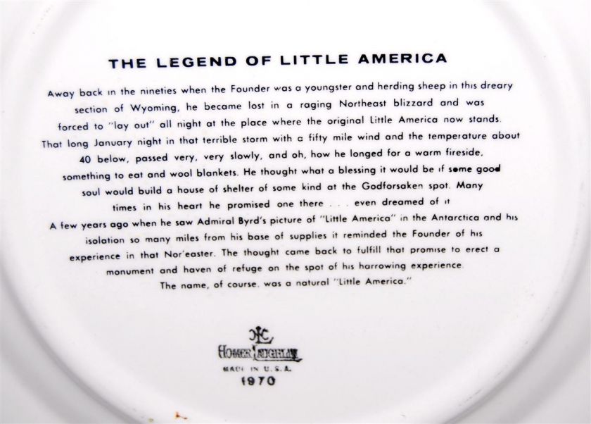 1970 Homer Laughlin Little America Wyo Souvenir Plate  