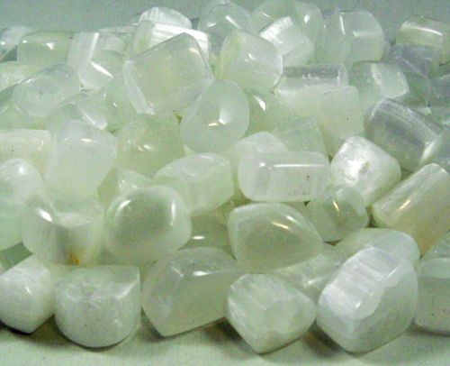 SELENITE 5 MD/SM Tumbled Stones Crystal Reiki Wicca Satin Spar Mineral 