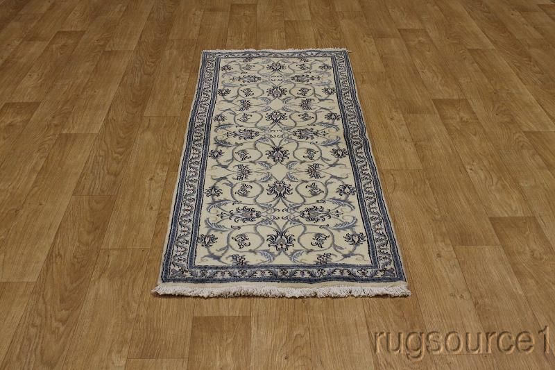 NEW FLORAL IVORY RUNNER 2X7 NAIN ISFAHAN PERSIAN ORIENTAL AREA RUG 