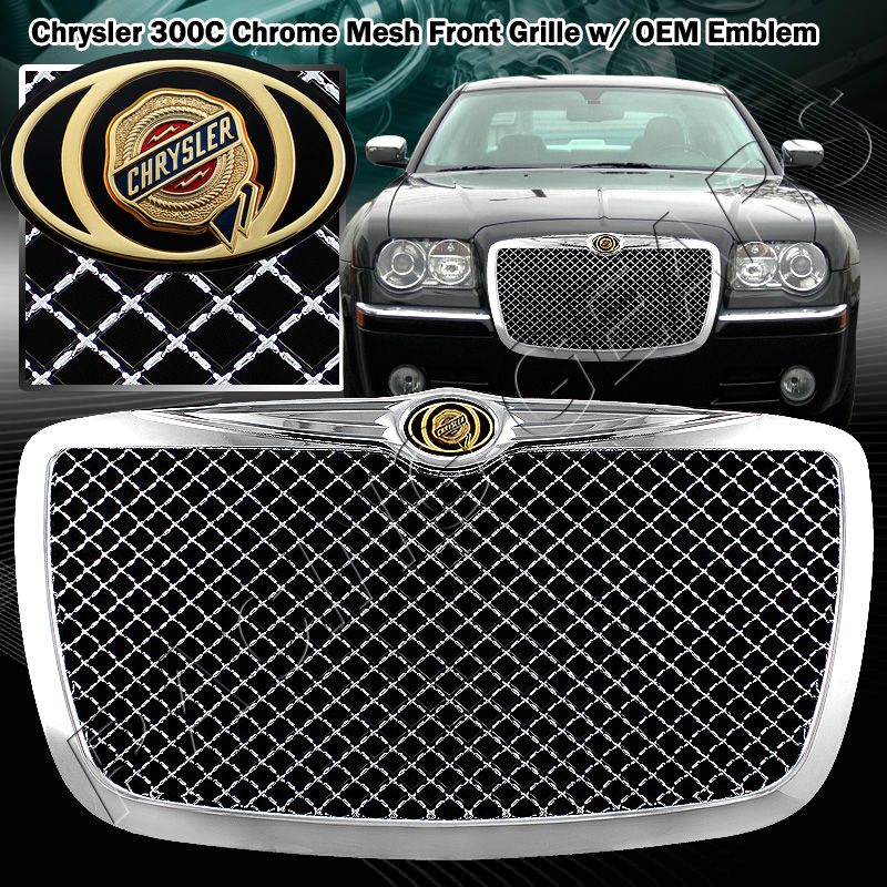 2005 2010 Chrysler 300/300C AWD SRT8 Chrome Mesh Front Grille Grill w 