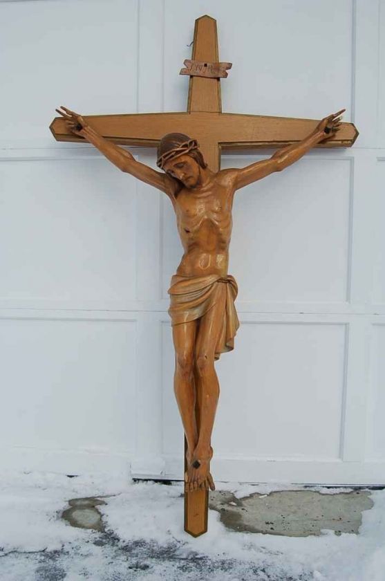 Hand Carved Wood Crucifix (5 Cross w/Corpus) chalice  