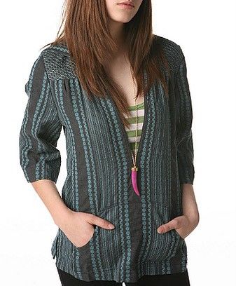 NWT $68 Urban Outfitters LUX Baja Hoodie Smocked Yoke sz M/L ~ Retro 