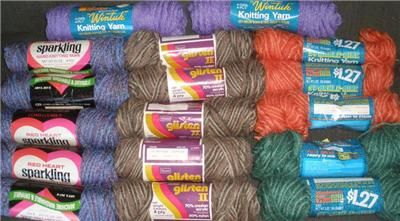 HUGE LOT SPARKLING DAZZLEAIRE TYPE ACRYLIC BLEND YARN   MULTI COLORS 