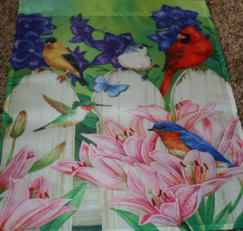 12.5x18 INCH SPRING SUMMER BIRDS BIRDHOUSE FLOWERS SMALL GARDEN FLAG 