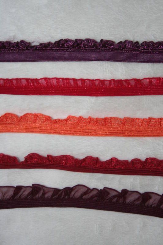 yds RED Burgundy ORANGE stretch ruffle organza trim  