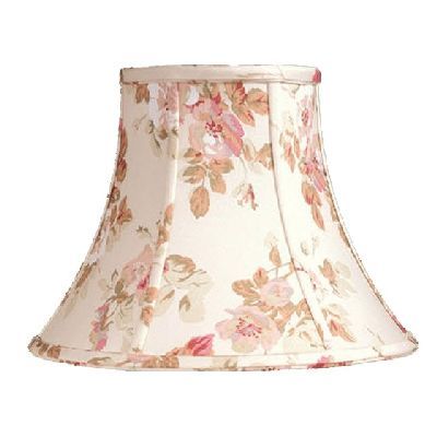 NEW 11 in. Wide Lamp Shade, White with Floral Printed Design, Cotton 