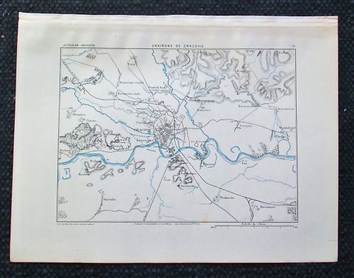 1881 MARGA Militar Map Cracovia, Kraków, Poland Cracow  