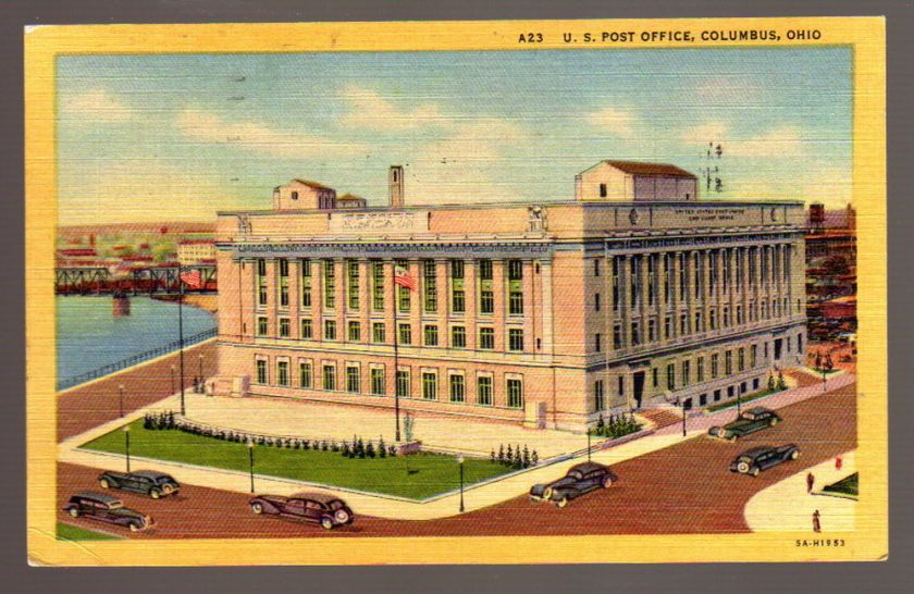 US Post Office Downtown 1952 Columbus, OH Linen  