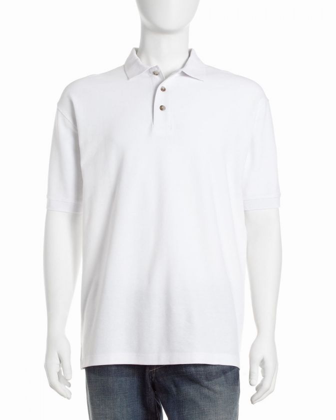  Pique Knit Polo, White  