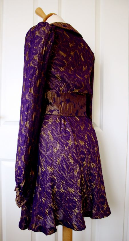 BALENCIAGA *** 2007 *** PURPLE AND GOLD BROCADED DRESS (FR36)  