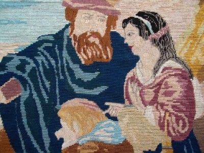 RARE PETITE needlepoint Abraham Hagar & Ishmael Judaica  