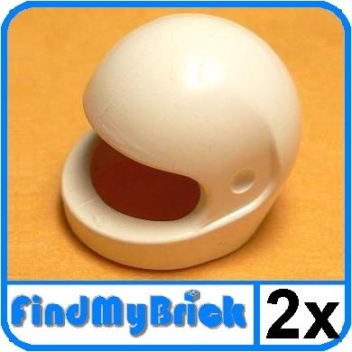 G202A x2 Lego Minifigure Helmet Standard   White   NEW  