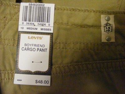 New LEVIS tan boyfriend fit Cargo pants jeans size 10 roll up or down 