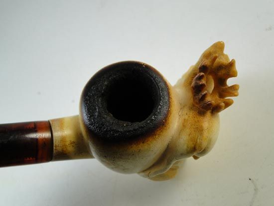 Vintage Deer Stag Carved Meerschaum Estate Pipe Betler German  