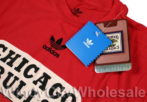 CHICAGO BULLS HWC VINTAGE T SHIRT NBA NEW ADIDAS RED S  