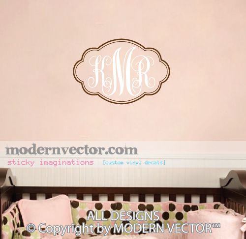 Personalized Monogram Vinyl Wall Decal Cloud Border  