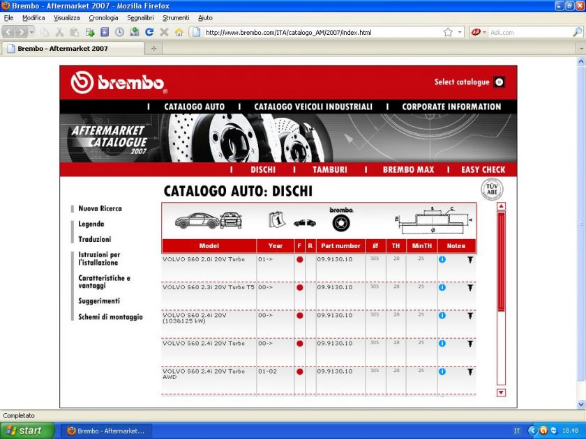 6478 Dischi freno DE TOMASO PANTERA 5.8 Brembo  