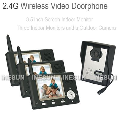 3in1 2.4GHz Wireless 3.5 LCD Video Door Phone Intercom System Home 