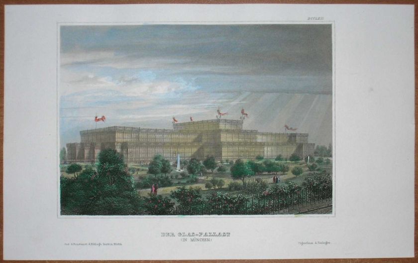 1857 Meyer print GLASPALAST, MÜNCHEN MUNICH, GERMANY  