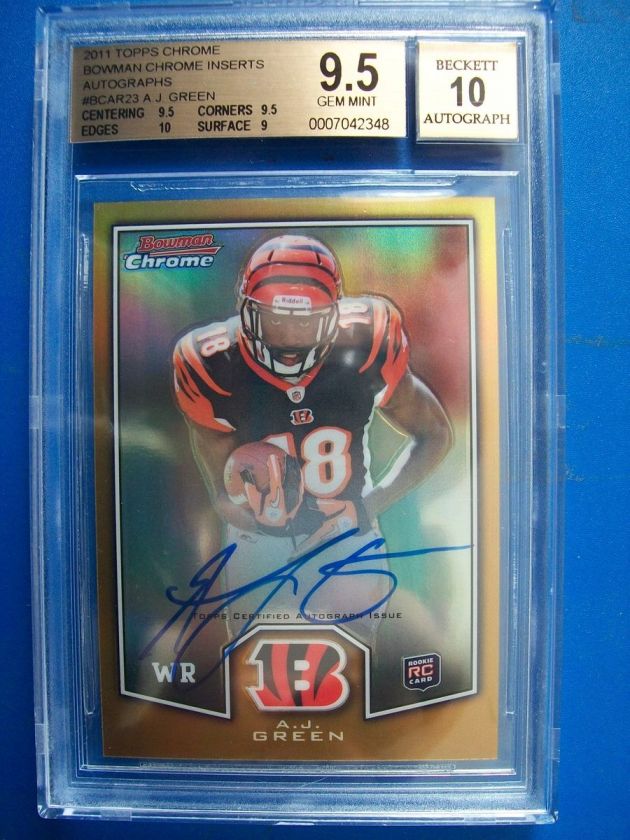 2011 Topps Chrome Bowman Chrome AJ Green RC Auto BGS 9.5 GEM MINT 