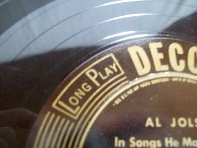 Al Jolson DECCA DLP 5026 Songs He Made Famous 1949  