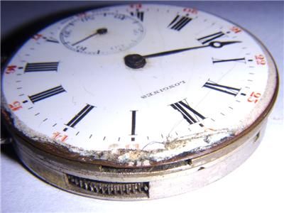 Vintage Longines pocket watch movement and enamel dial  