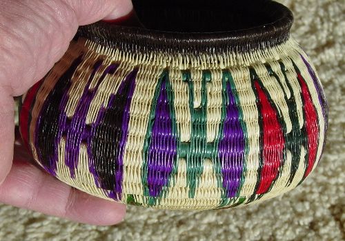 This intricate basket is a beautiful example of the unique weaving 