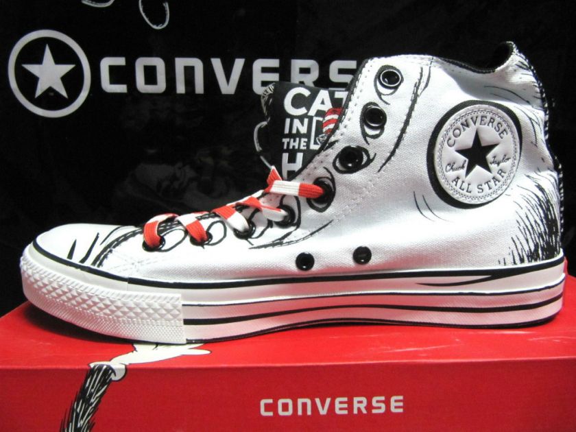   All Star Dr. Seuss White Cat Chuck Taylor MEN 6.5, 7.5, 8.5 SHOES