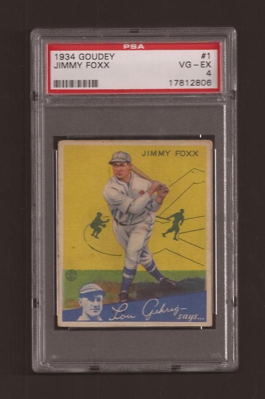 1934 Goudey #1 Jimmy Foxx PSA 4 Athletics  