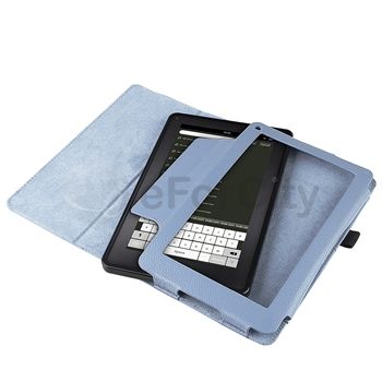 new generic leather case with stand for  kindle fire blue 