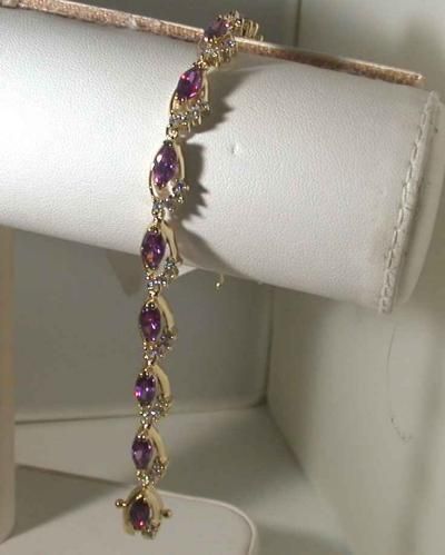 ct AMETHYST CUBIC ZIRCONIA TENNIS BRACELET 7 INCH  