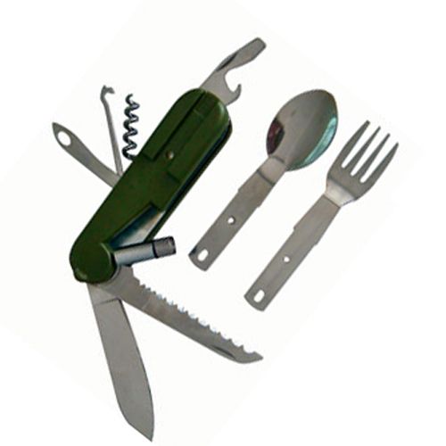   Camping Multi Tool Essential Eating Food Utensils w/ Flashlight  